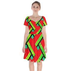 Pop Art Mosaic Short Sleeve Bardot Dress by essentialimage365