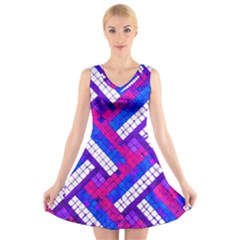 Pop Art Mosaic V-neck Sleeveless Dress by essentialimage365