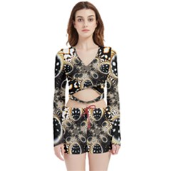 Fractal Jewerly Velvet Wrap Crop Top And Shorts Set by Sparkle