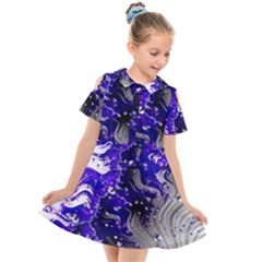 Fractal Lava Kids  Short Sleeve Shirt Dress by Sparkle