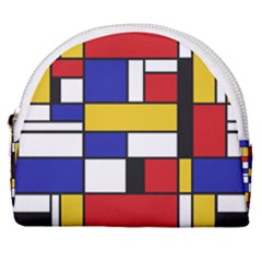 Stripes And Colors Textile Pattern Retro Horseshoe Style Canvas Pouch by DinzDas