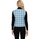 Sky blue tartan plaid pattern, with black lines Women s Short Button Up Puffer Vest View2