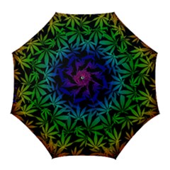 Weed Rainbow, Ganja Leafs Pattern In Colors, 420 Marihujana Theme Golf Umbrellas by Casemiro