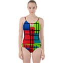 Colorful Rectangle boxes Cut Out Top Tankini Set View1