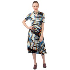 Rainbow Vortex Keyhole Neckline Chiffon Dress by MRNStudios