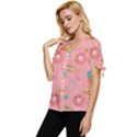 Toothy Sweets Bow Sleeve Button Up Top View2
