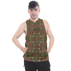 Modern Tropical Motif Print Men s Sleeveless Hoodie by dflcprintsclothing