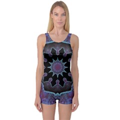 Framed Mandala One Piece Boyleg Swimsuit by MRNStudios