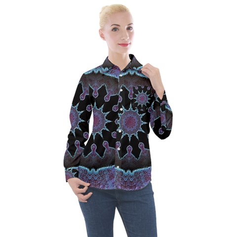 Framed Mandala Women s Long Sleeve Pocket Shirt by MRNStudios