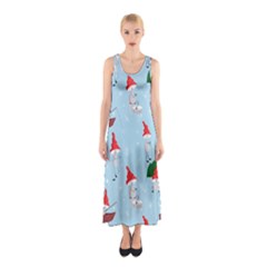 Funny Mushrooms Go About Their Business Sleeveless Maxi Dress by SychEva