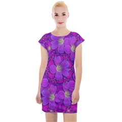 Fantasy Flowers In Paradise Calm Style Cap Sleeve Bodycon Dress by pepitasart