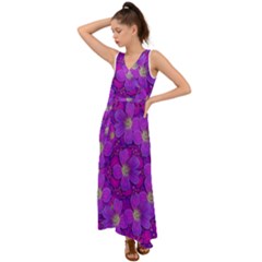 Fantasy Flowers In Paradise Calm Style V-neck Chiffon Maxi Dress by pepitasart