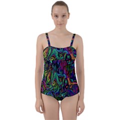 Brain Melt Twist Front Tankini Set by MRNStudios