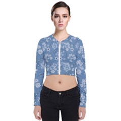 Folk Flowers Art Pattern  Long Sleeve Zip Up Bomber Jacket by Eskimos