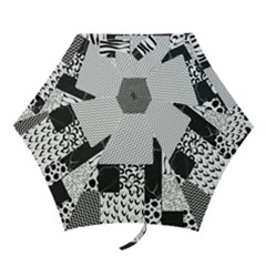 Black And White Pattern Mini Folding Umbrellas by designsbymallika