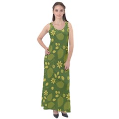 Folk Flowers Pattern Floral Surface Design  Sleeveless Velour Maxi Dress by Eskimos