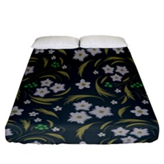 Folk Flowers Pattern Floral Surface Design Fitted Sheet (california King Size) by Eskimos