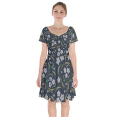 Folk Flowers Pattern Floral Surface Design Short Sleeve Bardot Dress by Eskimos