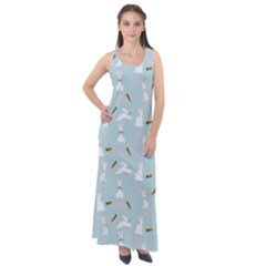 Funny And Funny Hares  And Rabbits In The Meadow Sleeveless Velour Maxi Dress by SychEva