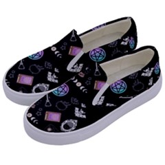 Witch Goth Pastel Pattern Kids  Canvas Slip Ons by NerdySparkleGoth