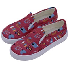 50s Small Print Kids  Canvas Slip Ons by NerdySparkleGoth