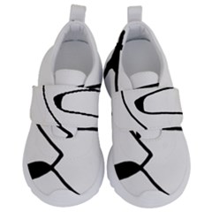 Black And White Abstract Linear Decorative Art Kids  Velcro No Lace Shoes by dflcprintsclothing