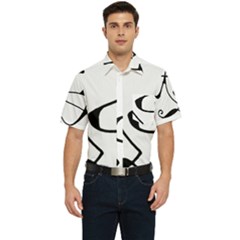 Black And White Abstract Linear Decorative Art Men s Short Sleeve Pocket Shirt  by dflcprintsclothing
