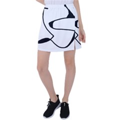 Black And White Abstract Linear Decorative Art Tennis Skirt by dflcprintsclothing