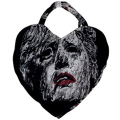 Creepy Head Sculpture Artwork Giant Heart Shaped Tote by dflcprintsclothing