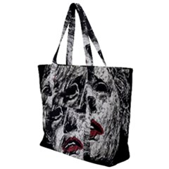 Creepy Head Sculpture Artwork Zip Up Canvas Bag by dflcprintsclothing