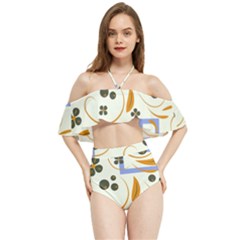 Folk Flowers Pattern Floral Surface Design Halter Flowy Bikini Set  by Eskimos