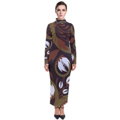 Folk Flowers Pattern Floral Surface Design Turtleneck Maxi Dress by Eskimos