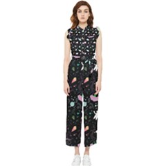 Funny Astronauts, Rockets And Rainbow Space Women s Frill Top Jumpsuit by SychEva