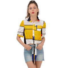 Composition A By Piet Mondrian Tie Front Shirt  by maximumstreetcouture