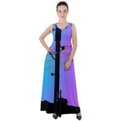 Vaporwave Wires And Transformer Empire Waist Velour Maxi Dress by WetdryvacsLair