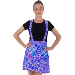 Root Humanity Bar And Qr Code Combo In Purple And Blue Velvet Suspender Skater Skirt by WetdryvacsLair