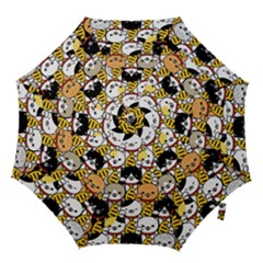 Cat-seamless-pattern-lucky-cat-japan-maneki-neko-vector-kitten-calico-pet-scarf-isolated-repeat-back Hook Handle Umbrellas (small) by elchino