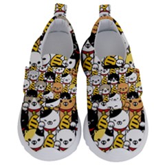 Cat-seamless-pattern-lucky-cat-japan-maneki-neko-vector-kitten-calico-pet-scarf-isolated-repeat-back Kids  Velcro No Lace Shoes by elchino