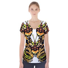 Bigcat Butterfly Short Sleeve Front Detail Top by IIPhotographyAndDesigns