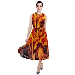 Fire-burn-charcoal-flame-heat-hot Round Neck Boho Dress by Sapixe