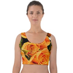 Roses-flowers-orange-roses Velvet Crop Top by Sapixe