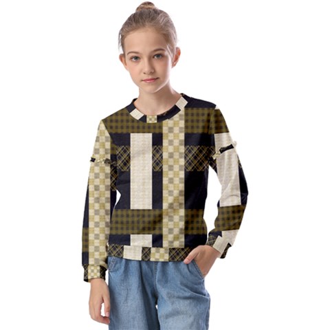 Art-stripes-pattern-design-lines Kids  Long Sleeve Tee With Frill  by Sapixe