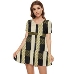 Art-stripes-pattern-design-lines Tiered Short Sleeve Mini Dress by Sapixe