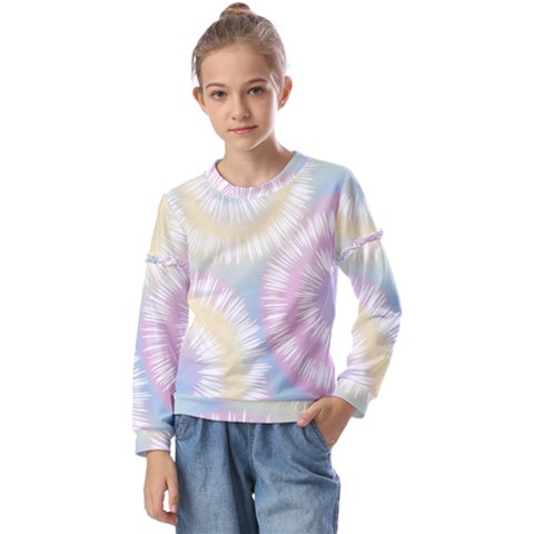 Tie Dye Pattern Colorful Design Kids  Long Sleeve Tee With Frill  by Sapixe