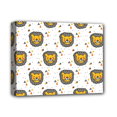 Lion Heads Pattern Design Doodle Deluxe Canvas 14  X 11  (stretched) by Sapixe