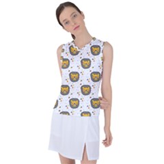 Lion Heads Pattern Design Doodle Women s Sleeveless Sports Top by Sapixe