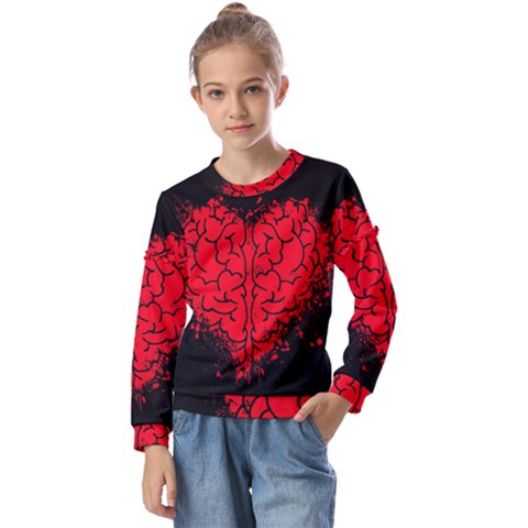 Heart Brain Mind Psychology Doubt Kids  Long Sleeve Tee With Frill  by Sapixe