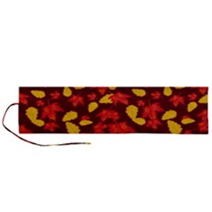 Autumn Pattern,oak And Maple On Burgundy Roll Up Canvas Pencil Holder (l) by Daria3107