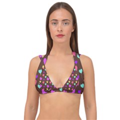 Colorfull Hearts On Choclate Double Strap Halter Bikini Top by Daria3107