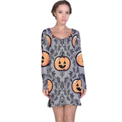 Pumpkin Pattern Long Sleeve Nightdress by NerdySparkleGoth